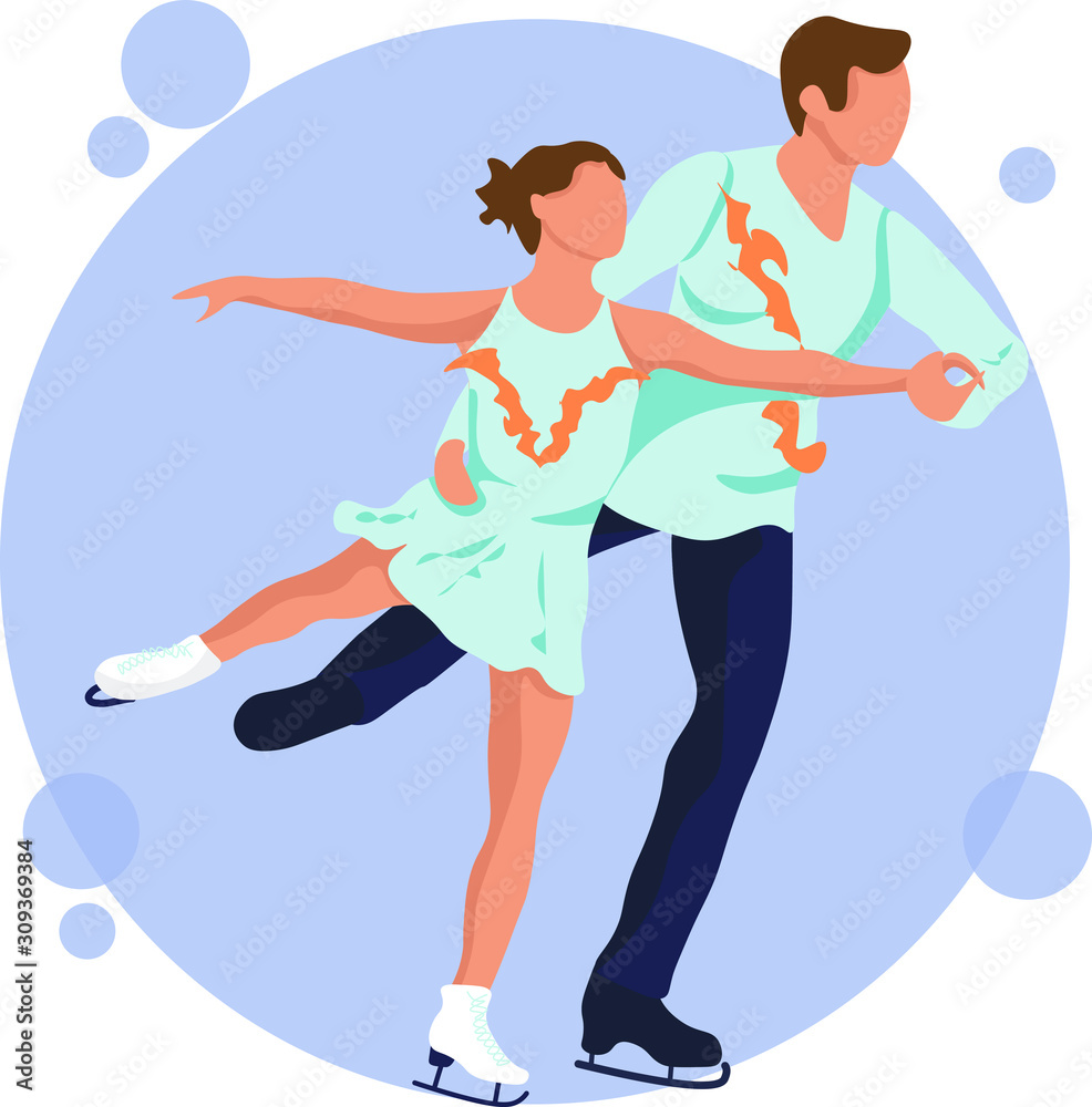 Pair figure skating. Athlete on the rink.Flat Vector illustartion. Figure skating. Athletes Winter sport illustration. A man and a woman in motion vector images. Elements of figure skating. Pair figure skating. Athlete on the rink.Flat Vector illustartion. Figure skating. Athletes Winter sport illustration. A man and a woman in motion vector images. Elements of figure skating.