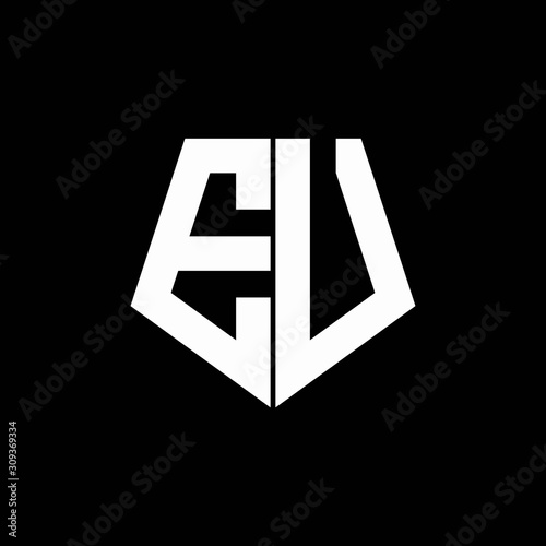EU logo monogram with pentagon shape style design template