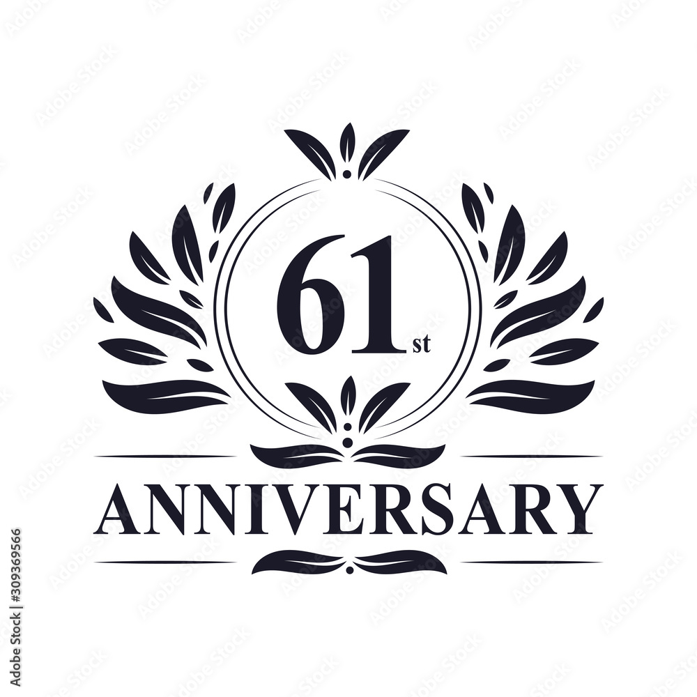 61 years Anniversary logo, luxurious 61st Anniversary design celebration.