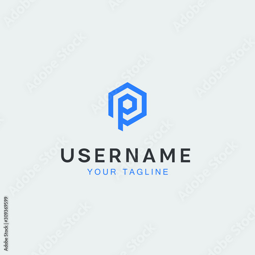 letter p minimalist logo template