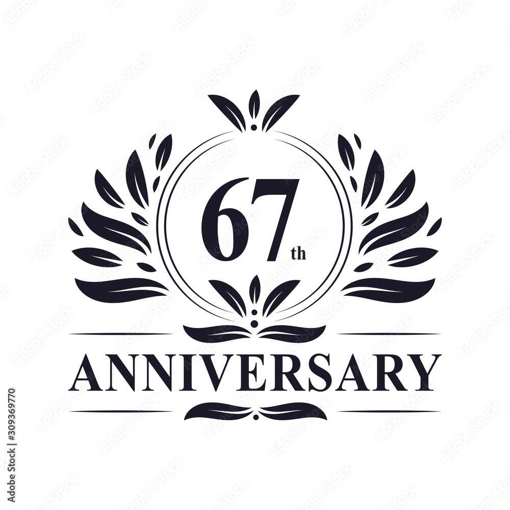 67th Anniversary celebration, luxurious 67 years Anniversary logo design. 67th Anniversary celebration, luxurious 67 years Anniversary logo design.