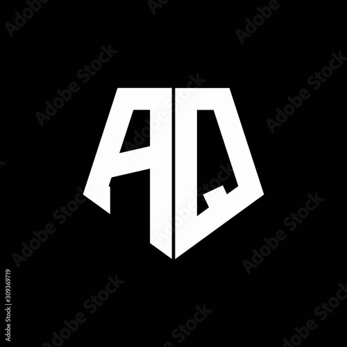 AQ logo monogram with pentagon shape style design template