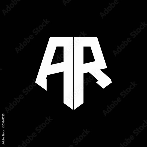 AR logo monogram with pentagon shape style design template