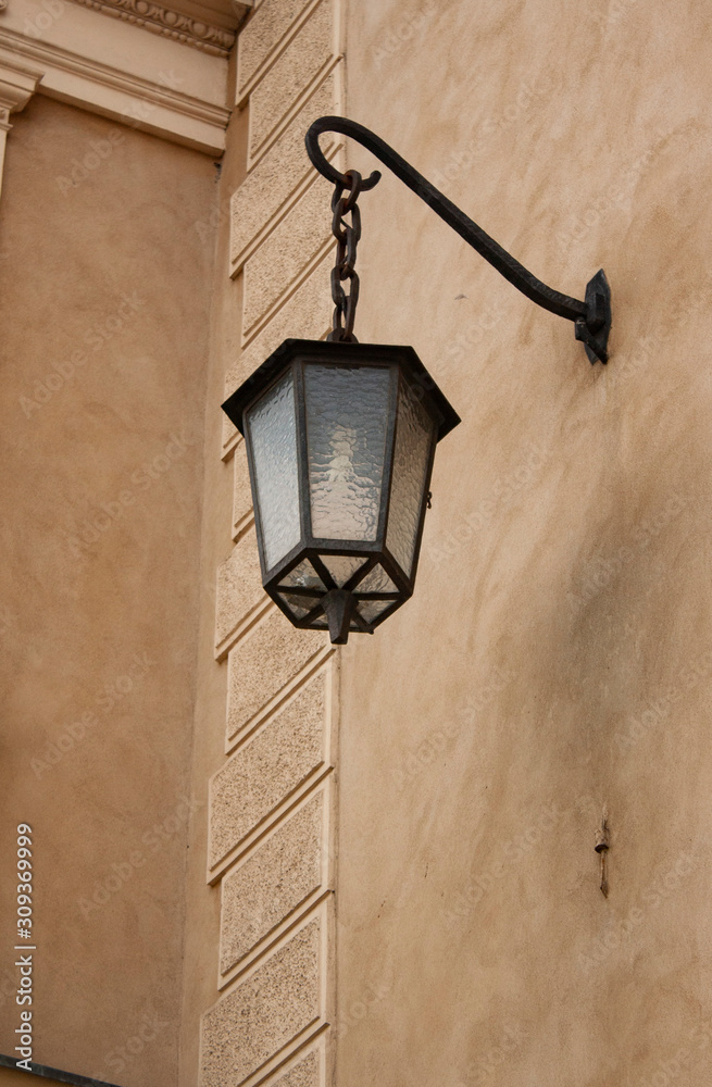 vintage lantern on the wall background
