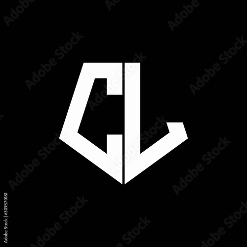 CL logo monogram with pentagon shape style design template