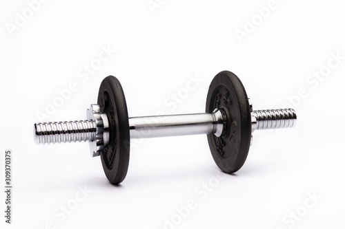 Dumbbells with weights isolated on white background