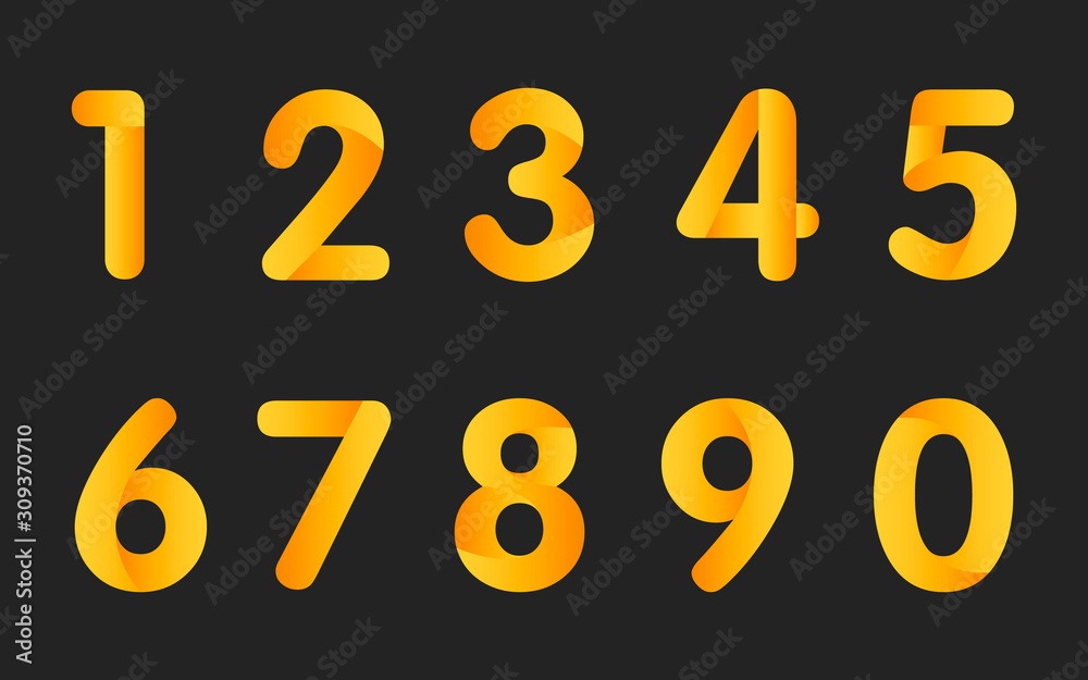 golden number set gradient isolated vector illustration eps10. Fasion symbol design sign luxury royal rich font