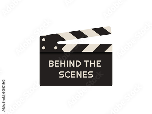 Movie slapstick isolated vector modern illustration. Behind the scenes inscription on flapper