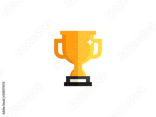Golden cup trophy winner vector illustration. First place sport competition gold award