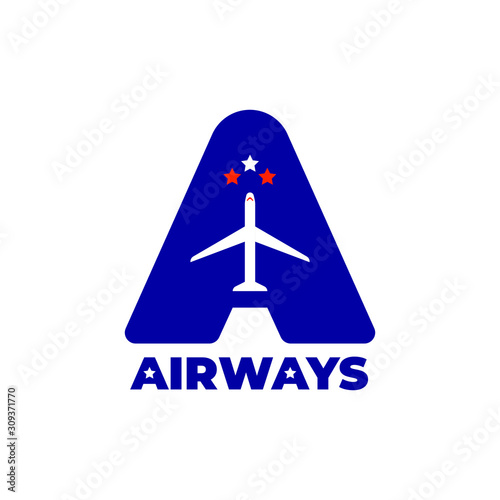 air plane transportation modern logo design sign illustration symbol vector icons badge icon branding company business service tickets graphic art concept simple minimalist element ways fly star