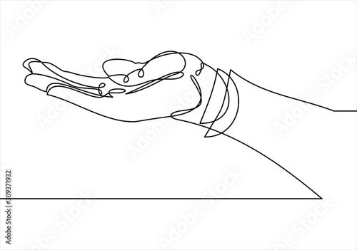 Continuous line drawing. Hands palms.  illustration