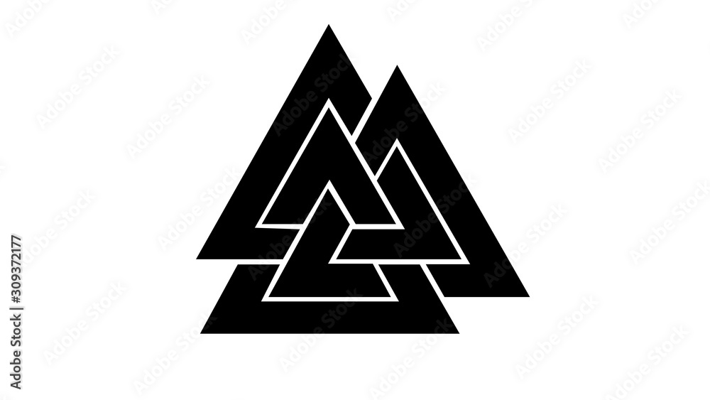 Valknut is a symbol of the world's end of the tree Yggdrasil Valknut is a symbol of the world's end of the tree Yggdrasil