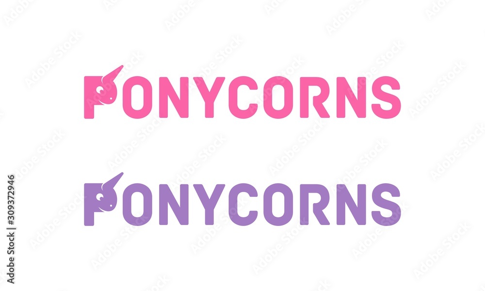 Creative pony and unicorn for logo design concept