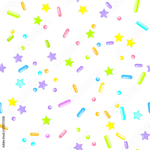 Sprinkle Cupcake Donut Topping. Seamless Pattern 