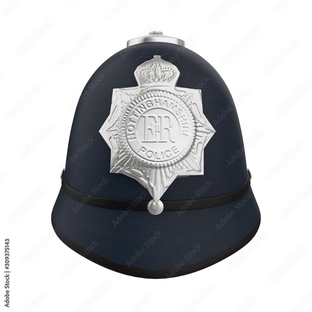 Naklejka premium British Police Bobby Helmet Hat Isolated
