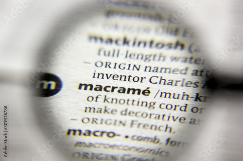 The word or phrase Macrame in a dictionary.
