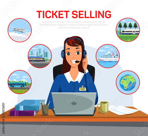 Ticket selling vector banner template