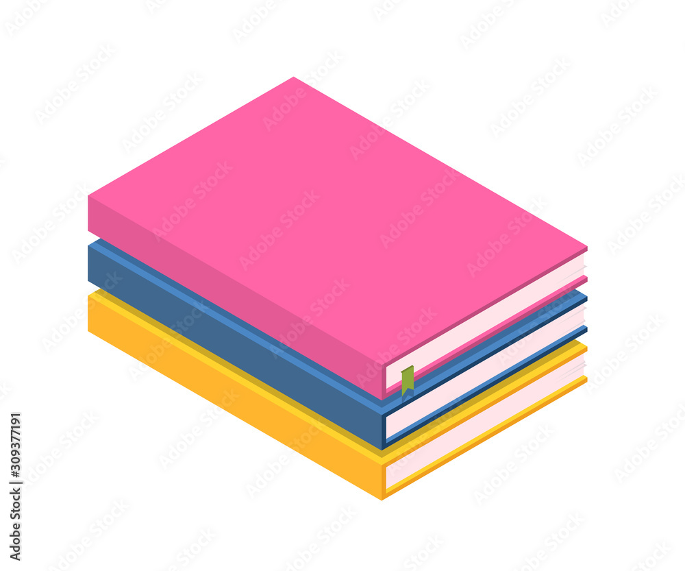 Cartoon book stack office items isolated on white Cartoon book stack office items isolated on white
