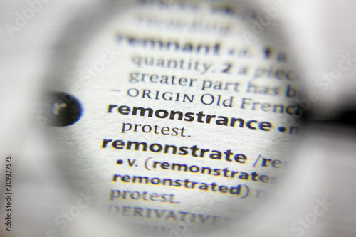 The word or phrase Remonstrance in a dictionary.