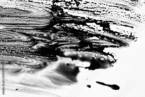 Abstract strokes of black and white gouache on paper for backgrounds