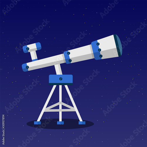 Telescope on tripod flat vector illustration