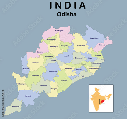 vector illustration of Odisha map