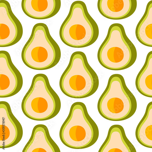 Vector seamless pattern with avocado. For design packaging, textile, background, design postcards and posters.