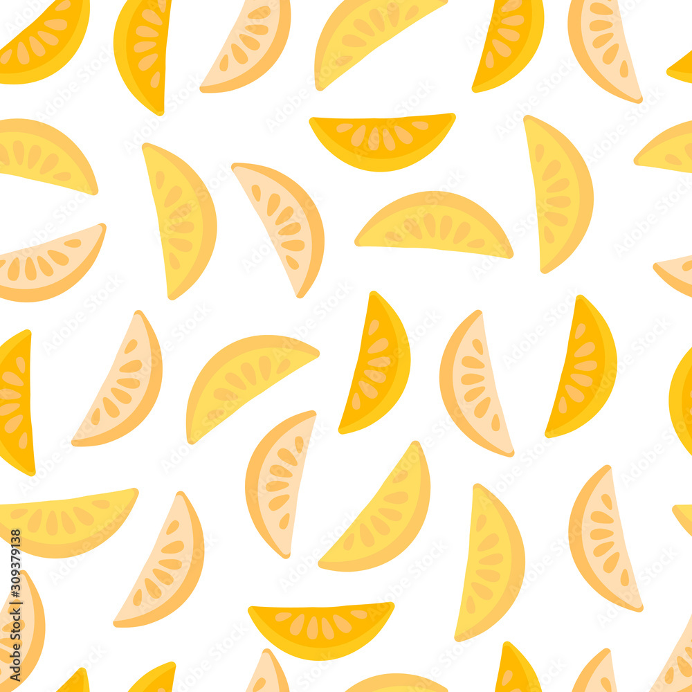 Vector seamless pattern with ginger citrus slices on a white background. For design packaging, textile, background, design postcards and posters. Vector seamless pattern with ginger citrus slices on a white background. For design packaging, textile, background, design postcards and posters.