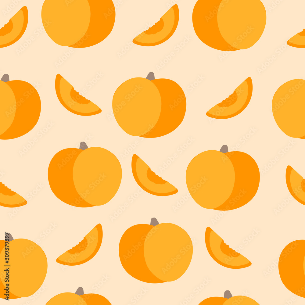 Vector peach seamless pattern with peach on a white background. For design packaging, textile, background, design postcards and posters. Vector peach seamless pattern with peach on a white background. For design packaging, textile, background, design postcards and posters.