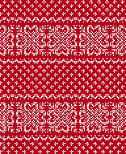 Knitted Christmas and New Year pattern, norwegian background