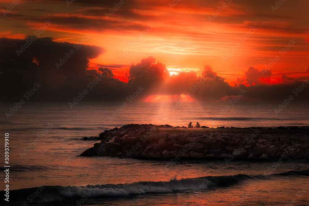 Obraz premium sea sunset love