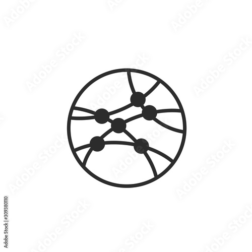 Global networking icon on white background