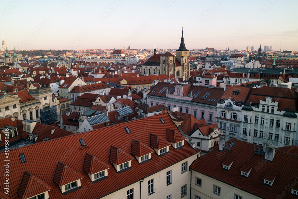 プラハのクレメンティヌム天文塔から旧市街東側の眺め