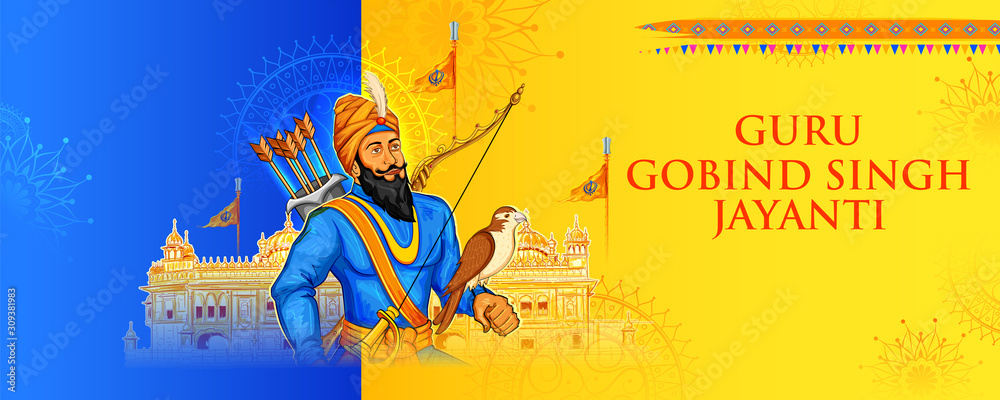 illustration of Happy Guru Gobind Singh Jayanti festival for Sikh ...