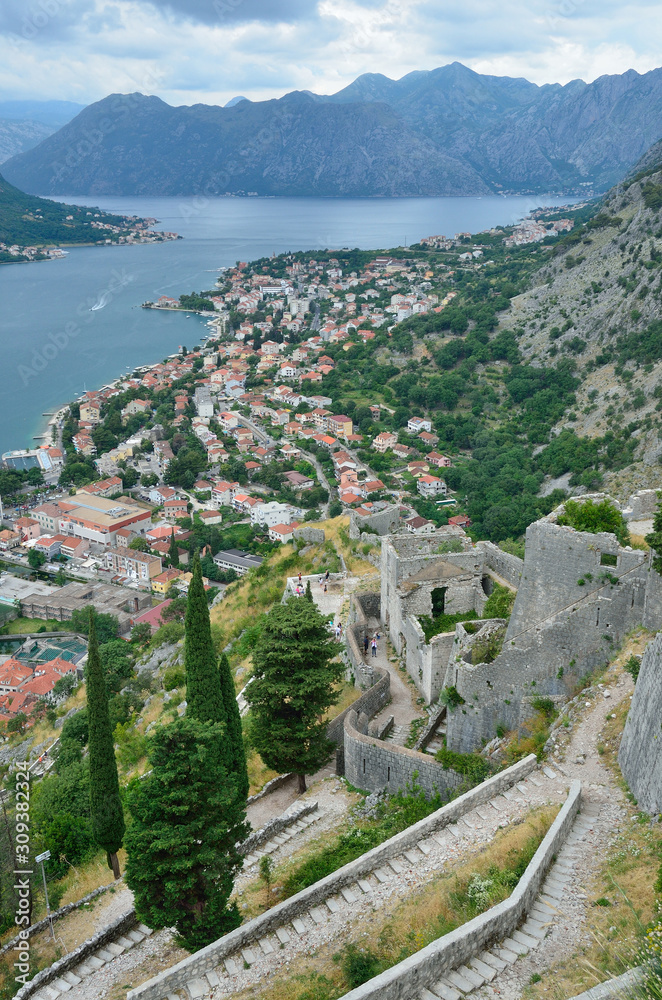 Montenegro, Kotor, old town, ancient fortress, This town included in the UNESCO heritage