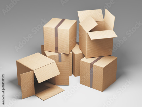 Business Logistics concept. Global business connection technology. Cardboard boxes. 3d rendering © Aldeca Productions