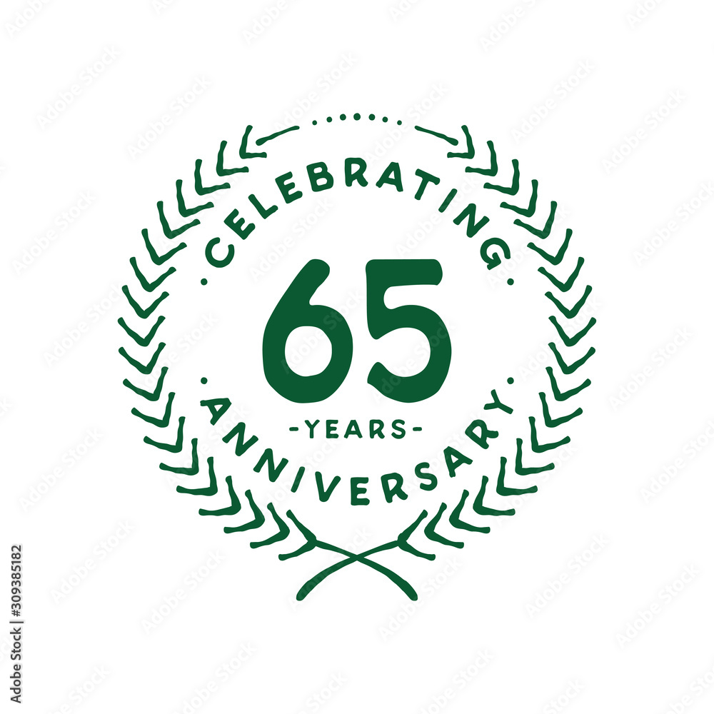 65 years design template. 65th logo. Vector and illustration. 65 years design template. 65th logo. Vector and illustration.