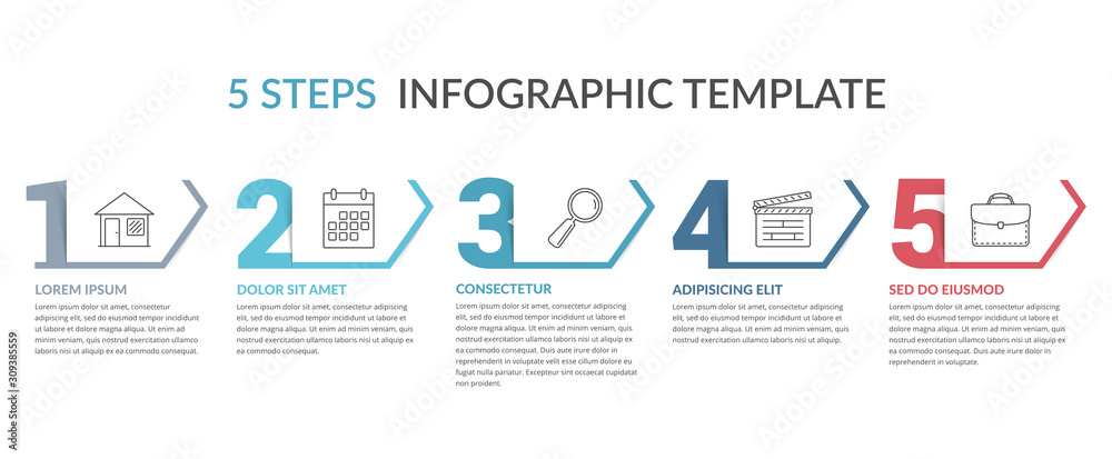 Fototapeta premium Five Steps Infographic Template