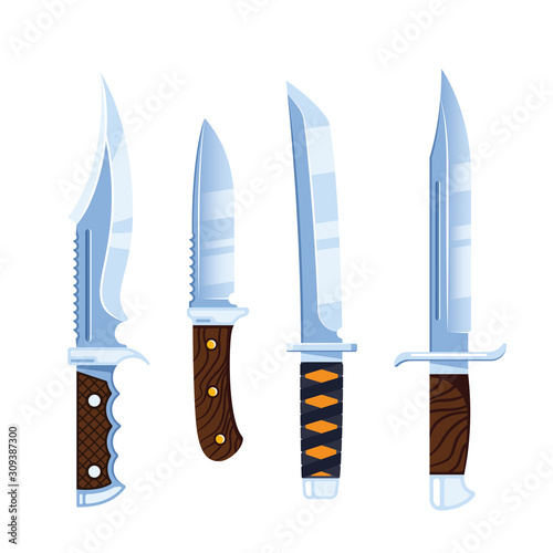 Hunting knife icon design, flat style illustration