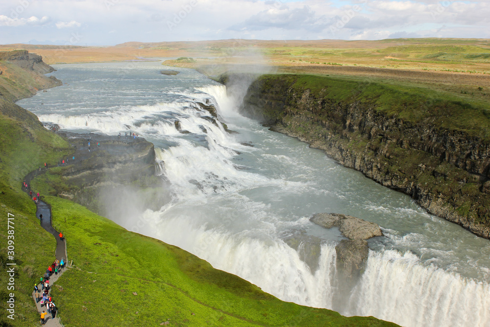 Gulfoss waterfall along the golden circle road in Iceland Gulfoss waterfall along the golden circle road in Iceland