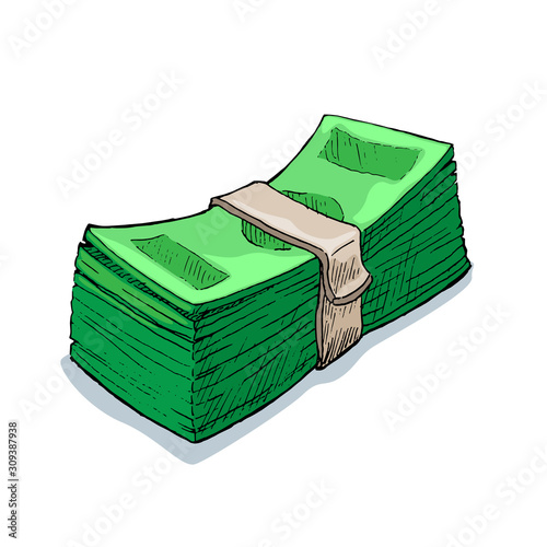 money bunch hand drawn vector