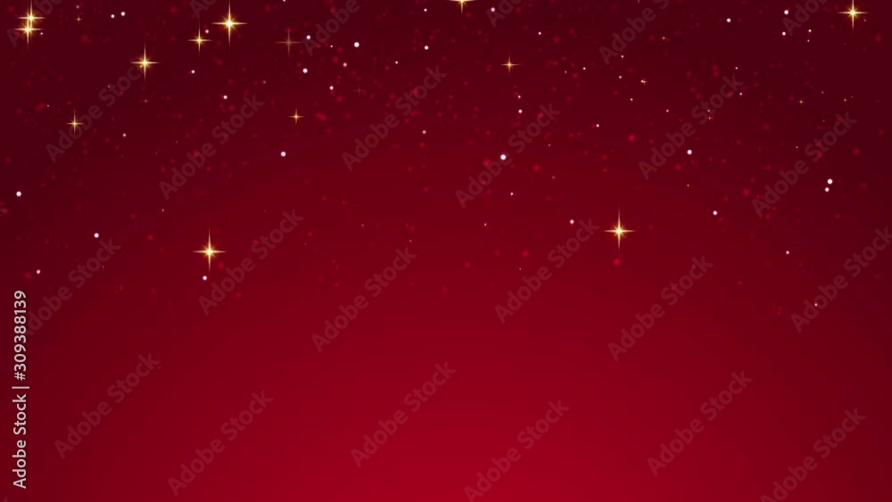 Magic Stars Loop. Stars and particles on red background, seamless loop.