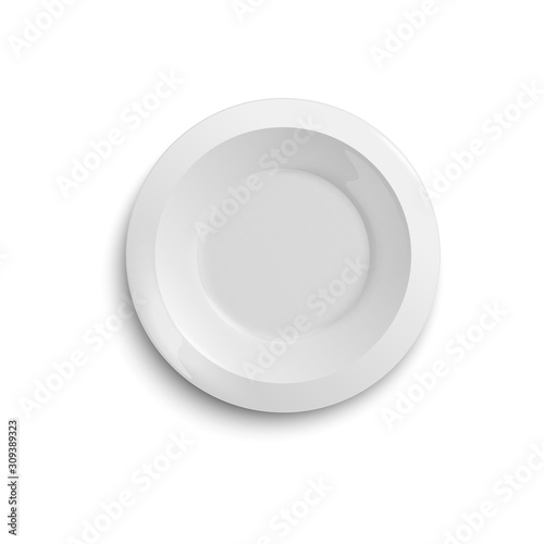 Template of porcelain or plastic plate realistic vector illustration isolated.