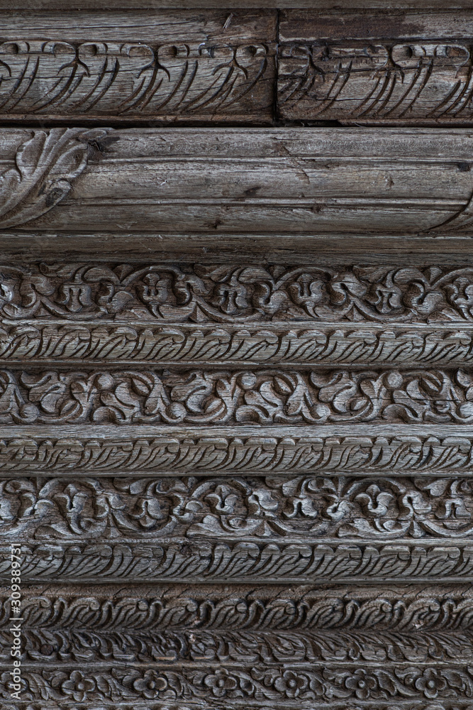 vintage  Wood carving closeup background