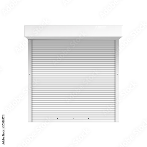 Closed plastic blinds or jalousie realistic vector illustration mockup isolated.