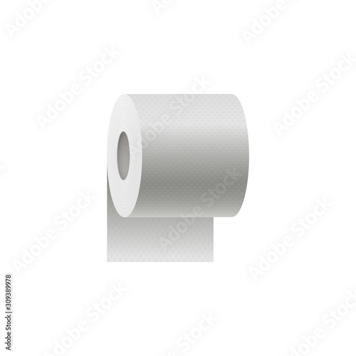 Toilet paper roll 3d realistic vector mockup illustration isolated on white.