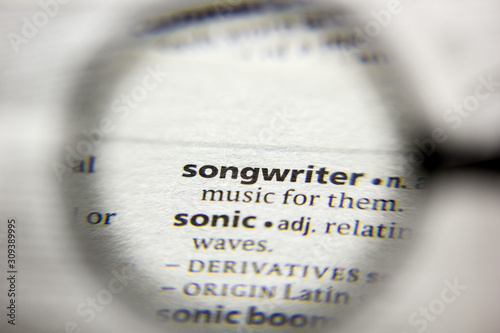 Fototapeta The word or phrase Songwriter in a dictionary.