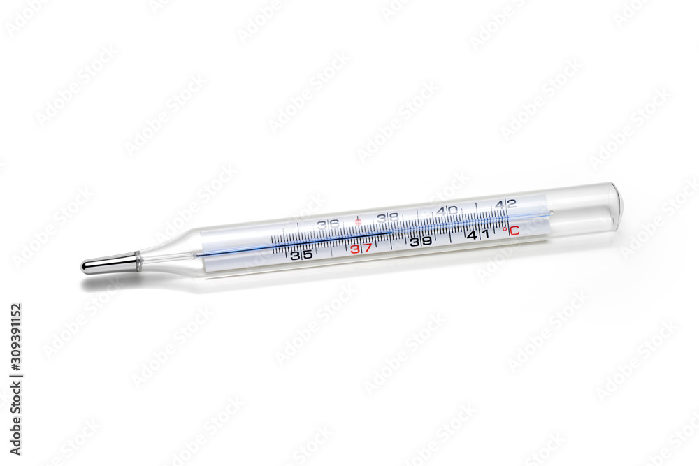 thermometer in degrees for the basal temperature on a totally white background thermometer in degrees for the basal temperature on a totally white background
