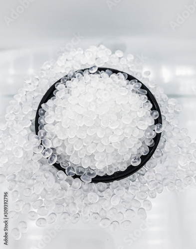 Polypropylene granule close-up background texture.