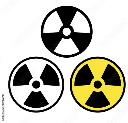 Radiation sign in color, black and white isolated vector for sign, logo, apps or website